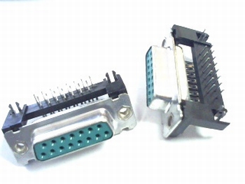 Sub D 15 pins female connector 90 degrees