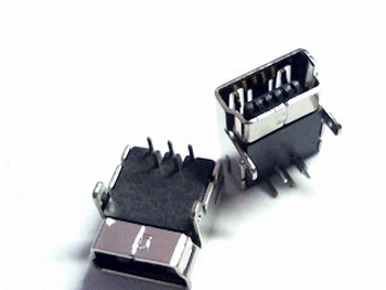 USB mini B for PCB through-hole