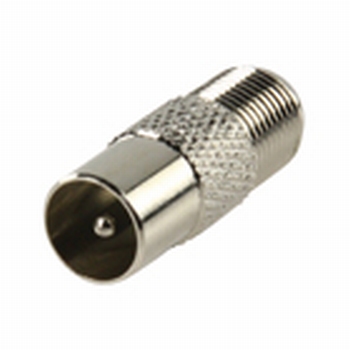 Coax male plug to F-connector female adapter