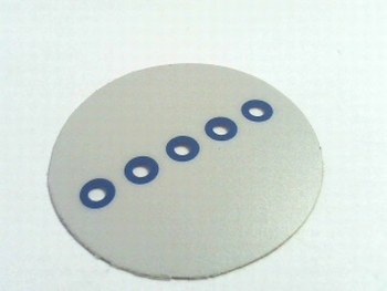 Round sticker with 5x 3mm transparant window