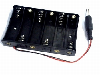 Battery holder for six AA cells with power plug 2.5