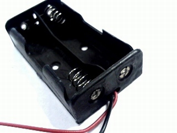 Battery holder for two AA cells with connection wires