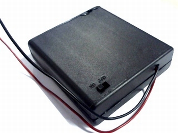 Battery holder for 4x AA cells closed with connection wires