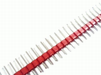 Header enkel 40 pins 2,54mm recht kleur ROOD