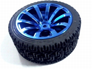 Wiel 65mm diameter metalic blauw voor 4 mm ronde as