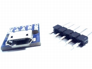 USB micro-B ingang op print met header voor breadboard