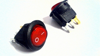 Schakelaar rond rood ON/OFF met verlichting 250V