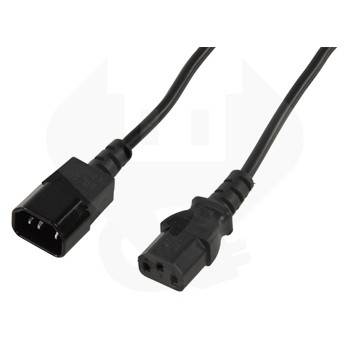 Power cable extension male C13 to female C14 connector