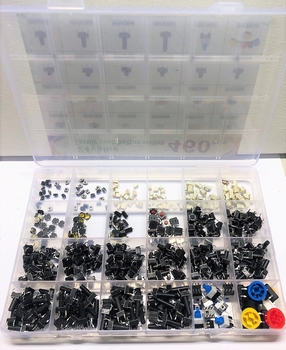 Assortiment drukschakelaars 460 stuks in opberg box