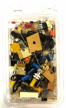 Surprise box filled with an assortment of electronic components