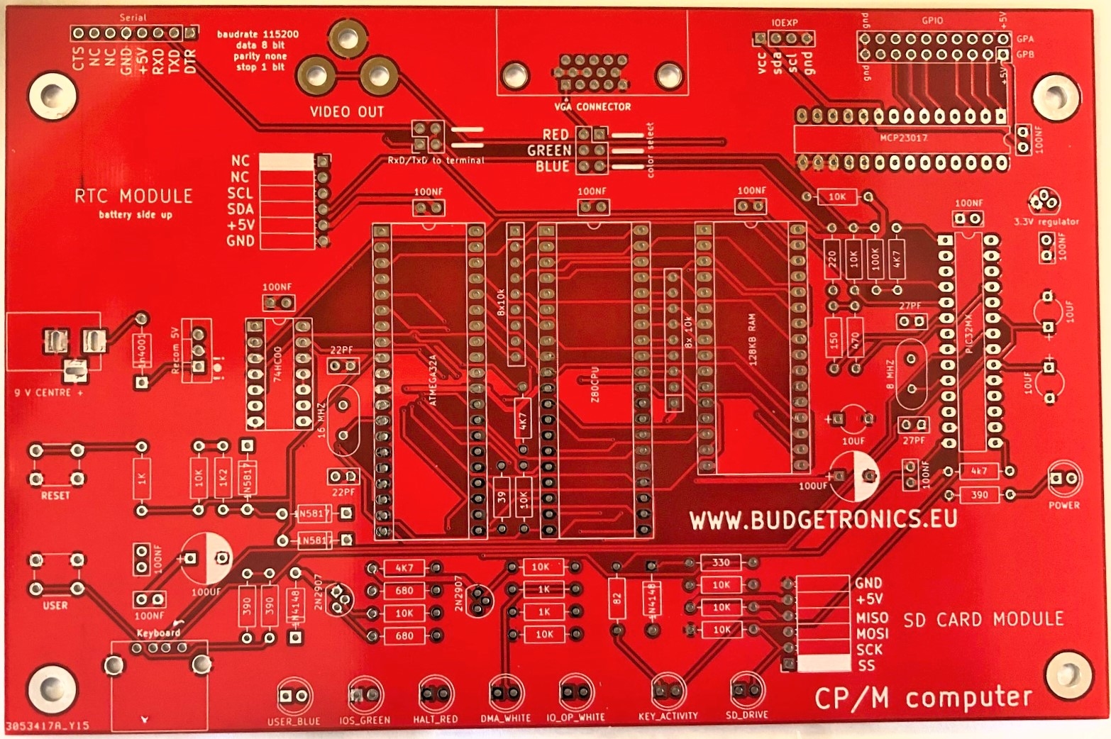 CP/M computer bouwkit met SD drive en VGA output