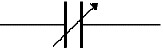 electronica symbool voor Condensator variabel