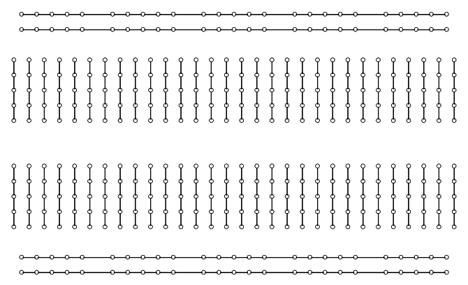 Aansluitingen in een breadboard